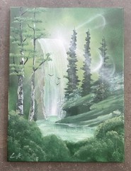 Green Waterfall Original Spray Paint Art On Canvas- 18x24in. – 2025
