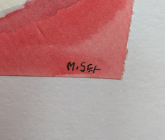 ORIGINAL watercolor painting White KITTEN Blue Eyes 5.75 x 7.5 in Signed