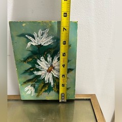 Vintage Handpainted Floral Daisies on Wood Wall Art