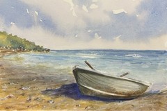 Original Watercolor Painting – Serene Seascape, 7 1/2” X 11 1/4”