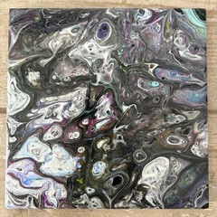 Lot Of 5 Abstract Acrylic Pour Painting On Tile /Fluid Flow Artwork 6” Trivet