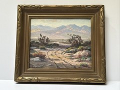 ANTIQUE DESERT PAINTING FINEST JOHN ANTHONY CONNER LANDSCAPE LISTED FAMOUS 1940
