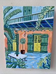 VIEUX CARRE COURTYARD Original Painting New Orleans Louisiana K C Jones Art
