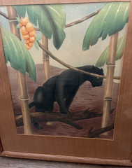 Vintage “Black Panther” Shirrell Graves NY SF Mid Century Tropical WC Painting
