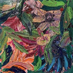 Original 14×14 Textured Flower Painting Modern Wall Art Signed FREE SHIPPING