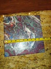 Original Acrylic Painting Abstract Art Fluid Pour Multi Color Purples Small