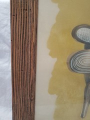 MCM Framed Watercolor Of African Mask By Peters