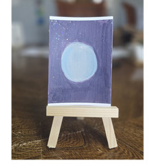 original ACEO ATC moon outer space miniature acrylic 2.5×3.5