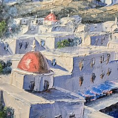 Original Signed Nico Laoy Impasto Oil Painting Mykonos Greece Seascape Framed