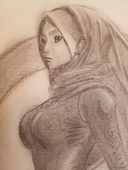 2 original Charcoal art. Sexy Hijabi. 8.5” x 11” by Artist MOE. Not a print.
