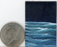 ORIGINAL 1×1.5 Acrylic Dollhouse Painting Choppy Waves Night Ocean Sea HYMES