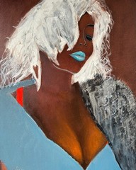 Luxury Modern black Female Portrait Oil Painting canva Fashion Modern Art 20″х16
