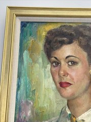 ARNOLD HOFFMAN PAINTING ANTIQUE NEW YORK Pretty Woman Oil LISTED FAMOUS 1940’S