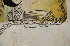 Jörg Shimon Schuldhess 1941-1992 Basel/watercolor & ink „Lone Thinker“ 1987