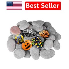Versatile 35 Pcs Smooth Painting Stones – Ideal for Art Projects and Gifts