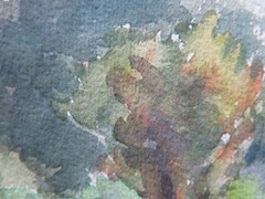 Small Watercolor Painting Signed and Dated 1949 Landscape Fields 19×14 cm P14