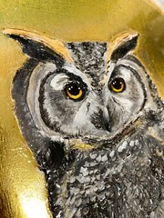 Owl Art, Mixed Media Owl Painting 16×23 in, Owl Lover Gift, Wildlife Art, Owl