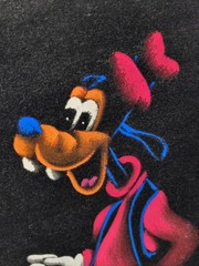 Vintage Goofy Black Velvet Painting Disney 1970s Blacklight Art Framed Signed **