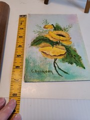 Original oil painting Flowers artwork Signed Framed With Easel 7×5