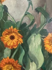 Julius Delbos „Marigolds“ SIGNED 31″x28.5″ Oil on Canvas