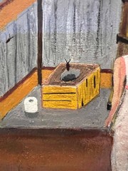 Original Artist Signed R Montanez Oil Painting Landscape Outhouse Latin-American