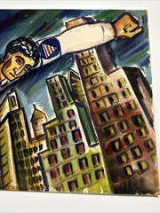 Antique Painting WW2 War Russia America WPA Sylvia Ludins Jewish Holocaust NYC