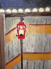 Original Artist Signed R Montanez Oil Painting Landscape Outhouse Latin-American
