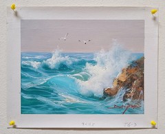 Seascape #6D-T6-3, 9″x 11-1/2″ – 100% Hand painted Oil painting on Canvas