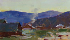 Oil painting Hills Ukrainian painter Canvas Decor Unframed original landscape