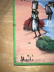 Haitian 2019 Lot Of 2 Hand Painted Folk Art, Waterside Settings & Landscapes