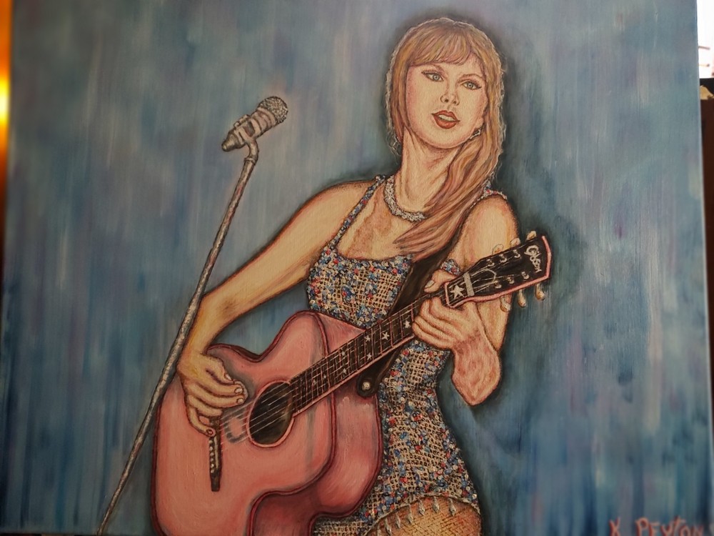 taylor swift oil painting 0riginal in concert 30×24 signed by artist
