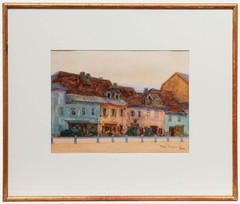 George Thomson (1860-1939) – Framed 1908 Watercolour, Row of Houses