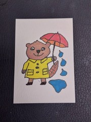 Original Painting Squirrel Umbrella Art By GAT