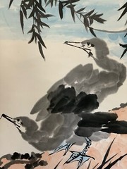 李苦禪《晨興圖》紙本立軸（58x58cm）非印刷品