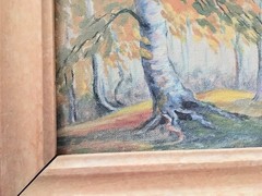Vintage Original Small Gem Oil Painting Plein Air Landscape Trees Fall unsigned