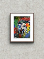 Parrot Unique Abstract Expressionism Wall Art Canvas Board 11×14.