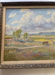 KALLE EKLUND ANTIQUE LANDSCAPE PAINTING IMPRESSIONISM WILD HORSES SANDZEN STYLE