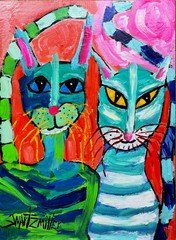 POP ART Colorful LADY PORTRAIT PAINTING big CB 25 x 16 Original SWARTZMILLER DNA