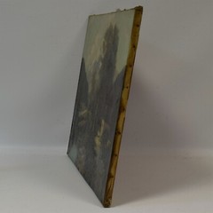 Ca 1850-1900 Old painting Pre-Alpine landscape, oil 27.2×22 in