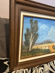 MaryLou Albright Signed Framed Small Realism Landscape Farm Trees Painting