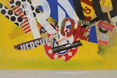 Mid Century Collage Abstract Style Oil Painting On Canvas Signed Jon Henry