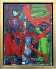 Oil Painting Abstract Composition Modern Art Red Green Blue 56.5X46.5Cm