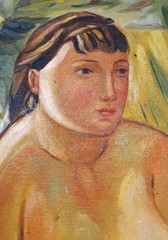 Oil Painting Copy on Canvas Portrait of a Sitting Woman by M. Barraud