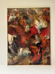 Mid Century Painting Colorful Abstract Leonardo Nierman Modernism Famous Large