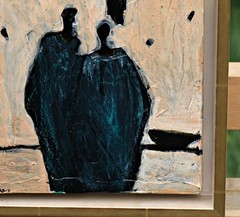 Michael Schwach Two Figures Oil Painting Expressionism Signed, Original Framed