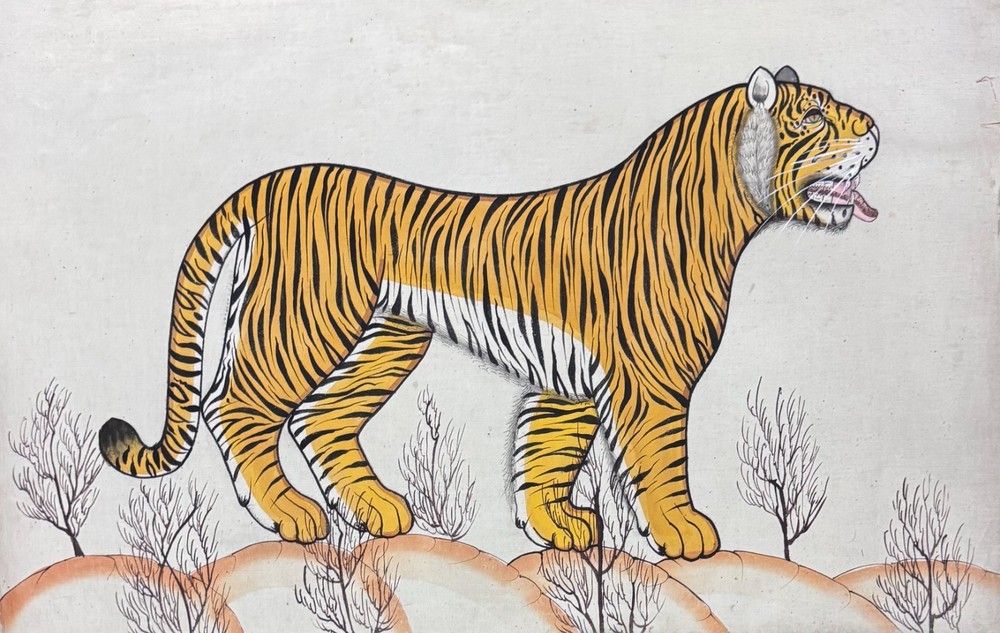 Jaime Parlade Style Tiger Painting Vintage Wildlife Wall Hanging Handmade 27×17