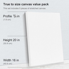 Triple Primed White Canvas, 16×20 Inch 5 Pack