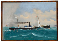 Folk Art Early 20th Century Oil – S.S Guillemot- London