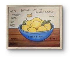 Original Signed 8×10 Golden Lemon Still Life Acrylic Canvas Impressionist Art