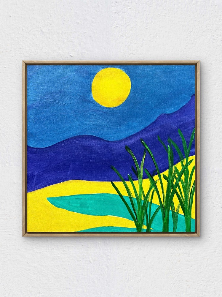 RiverRunArt Original Abstract 12×12 Mountains Ocean Canvas Elegant Wall Art